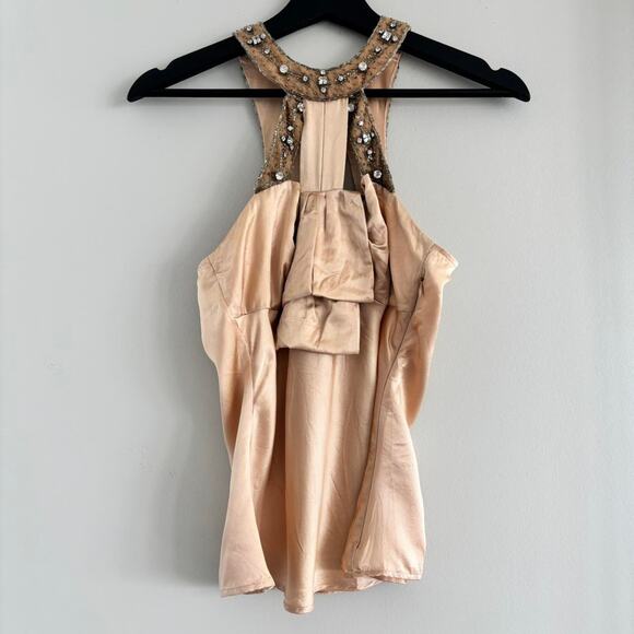 Vintage Tracy Reese 100% Silk Top Embellished Collar Women's Size 6 - Picture 1 of 8